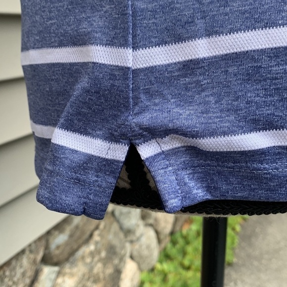 NIKE DRI-FIT Sleeveless Striped Golf Polo - Heathered Blue/White - Picture 13 of 16